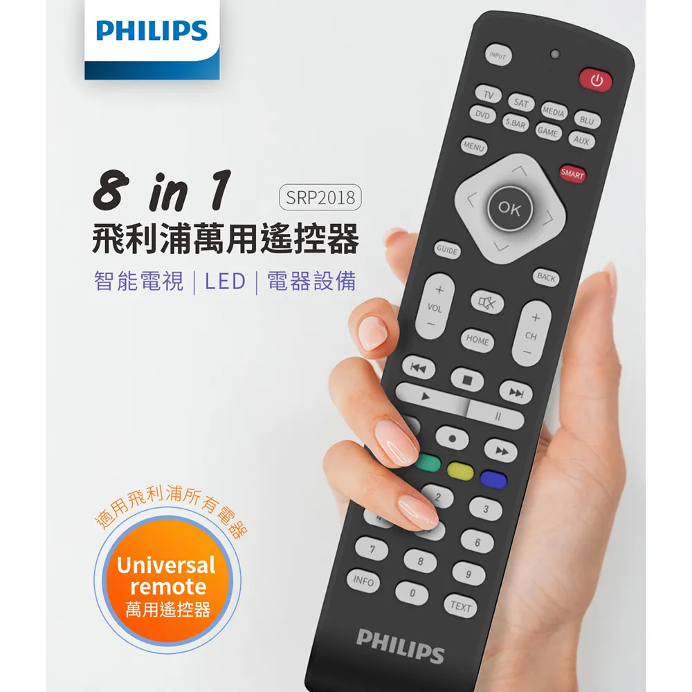 PHILIPS飛利浦 8合1萬用遙控器 SRP2018/10 歷史價格詳細信息