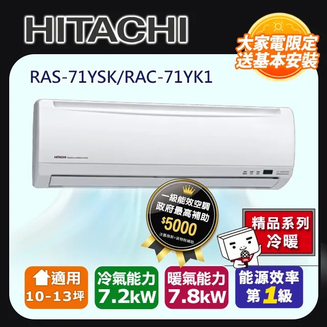 【HITACHI 日立】《冷暖型-精品系列》RAS-71YSP/RAC-71YP 歷史價格詳細信息