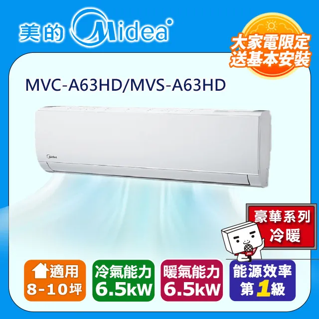 【Midea美的】8-10坪一對一變頻冷暖MVC-A63HD/MVS-A63HD 歷史價格詳細信息