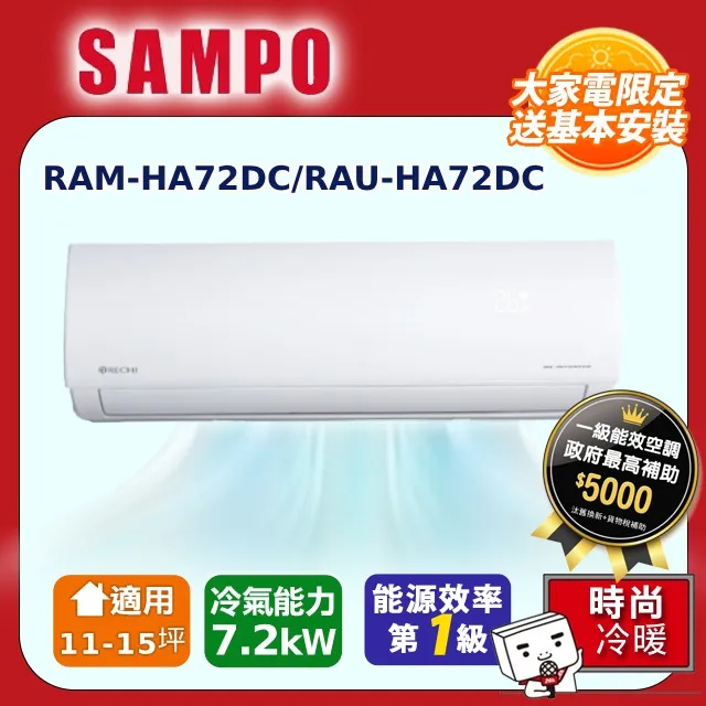 RECHI 瑞智11-15坪一級變頻冷暖空調 RAM-HA72DC/RAU-HA72DC 歷史價格詳細信息