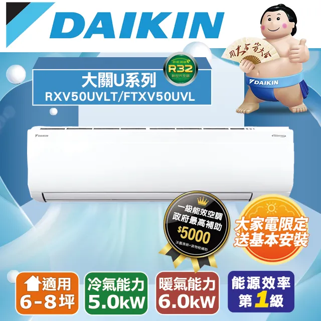 【DAIKIN 大金】大關U系列6-8坪變頻冷暖分離式冷氣(RXV50UVLT/FTXV50UVLT) 歷史價格詳細信息