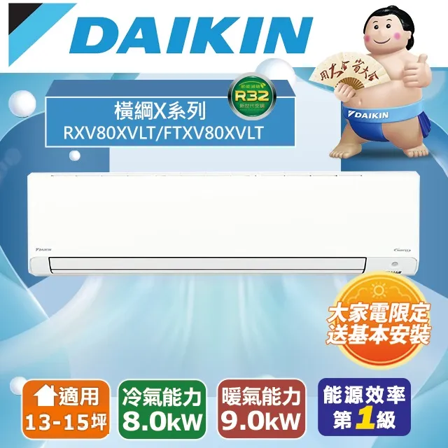 【DAIKIN 大金】13.5坪 大關系列 變頻冷暖一對一分離式冷氣 RXV80SVLT/FTXV80SVLT 歷史價格詳細信息