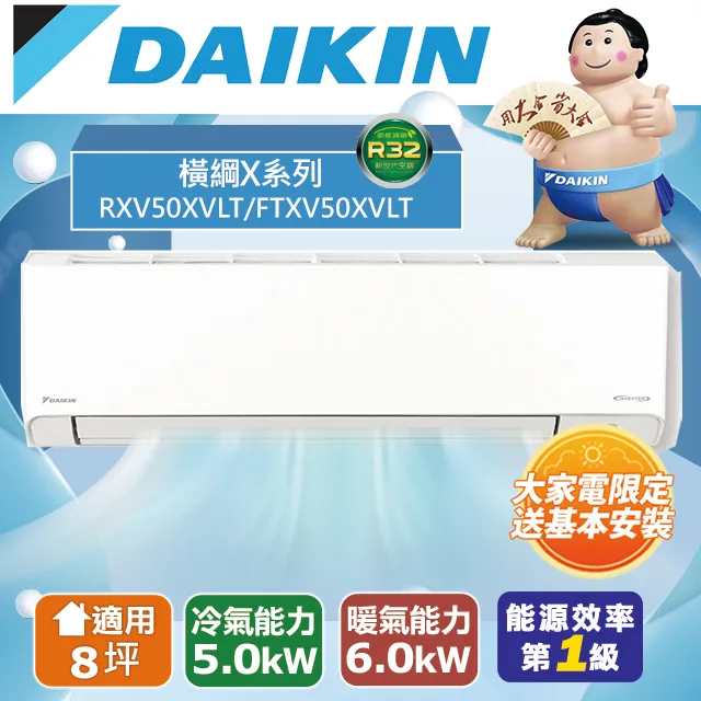 DAIKIN大金 橫綱X 一對一分離式變頻冷暖冷氣(室外機RXV50XVLT)FTXV50XVLT-含基本安裝+舊機回收 歷史價格詳細信息