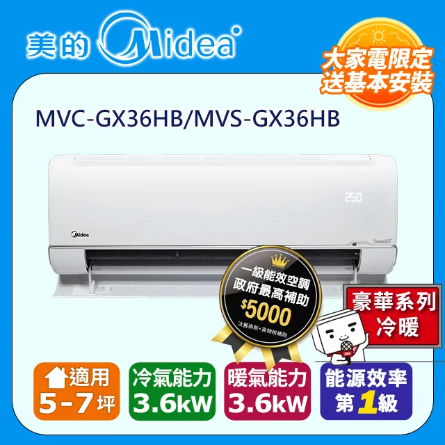 【Midea 美的】無風感  MVC-GX36HB/MVS-GX36HB 歷史價格詳細信息
