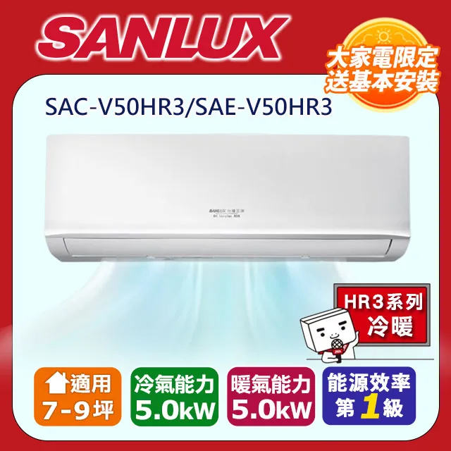 【SANLUX 台灣三洋】7-9坪 R32變頻冷暖左吹式窗型冷氣 SA-L50VHR 歷史價格詳細信息