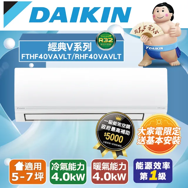 【DAIKIN 大金】經典V系列5-7坪變頻冷暖分離式冷氣(RHF40VVLT/FTHF40VVLT) 歷史價格詳細信息