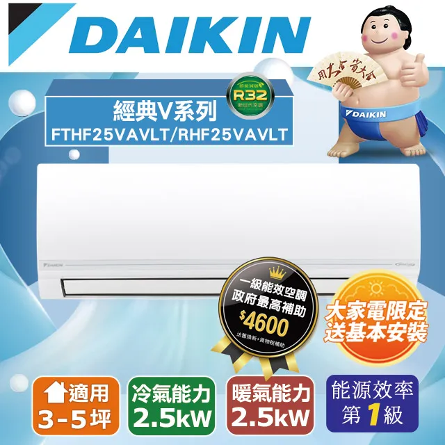 DAIKIN 大金R32《經典V系列》一對一變頻冷暖分離式空調 FTHF50VVLT/RHF50VVLT 歷史價格詳細信息