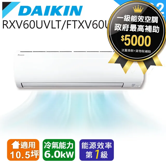 DAIKIN大金 10-11坪 橫綱X系列 變頻冷暖分離式冷氣 RXV60XVLT/FTXV60XVLT 一級能效 歷史價格詳細信息