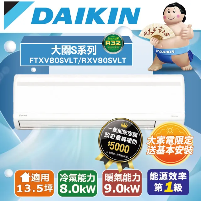 【DAIKIN 大金】13.5坪 大關系列 變頻冷暖一對一分離式冷氣 RXV80SVLT/FTXV80SVLT 歷史價格詳細信息