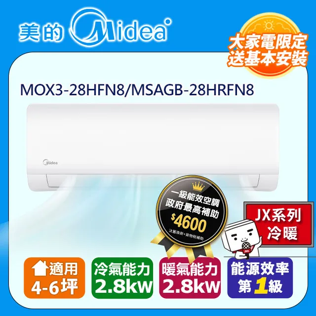 【美的空調】2.8KW 4-6坪 變頻5級單冷一對一分離式《MVC/MVS-L28CA》全機七年保固 歷史價格詳細信息