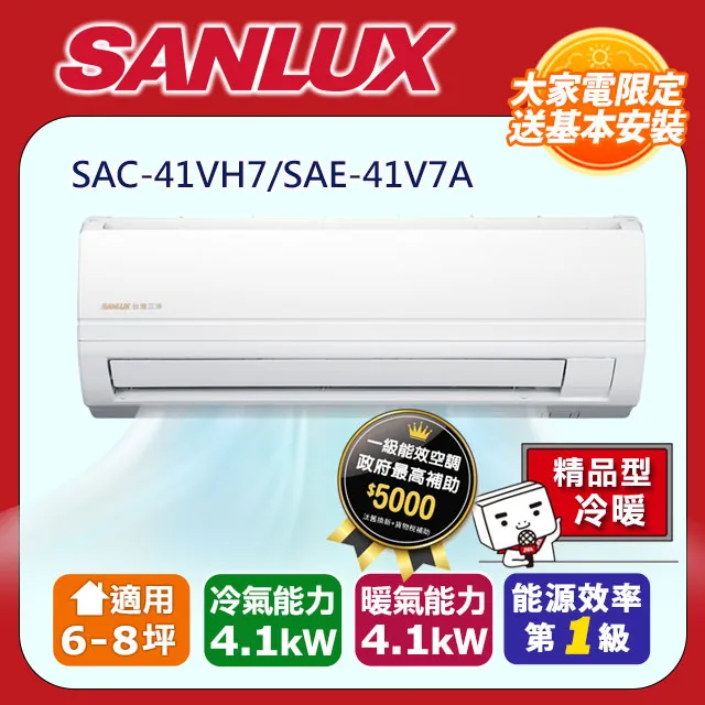 SANLUX 台灣三洋 6-8坪 定頻分離式冷氣機SAC/E-41S1 歷史價格詳細信息