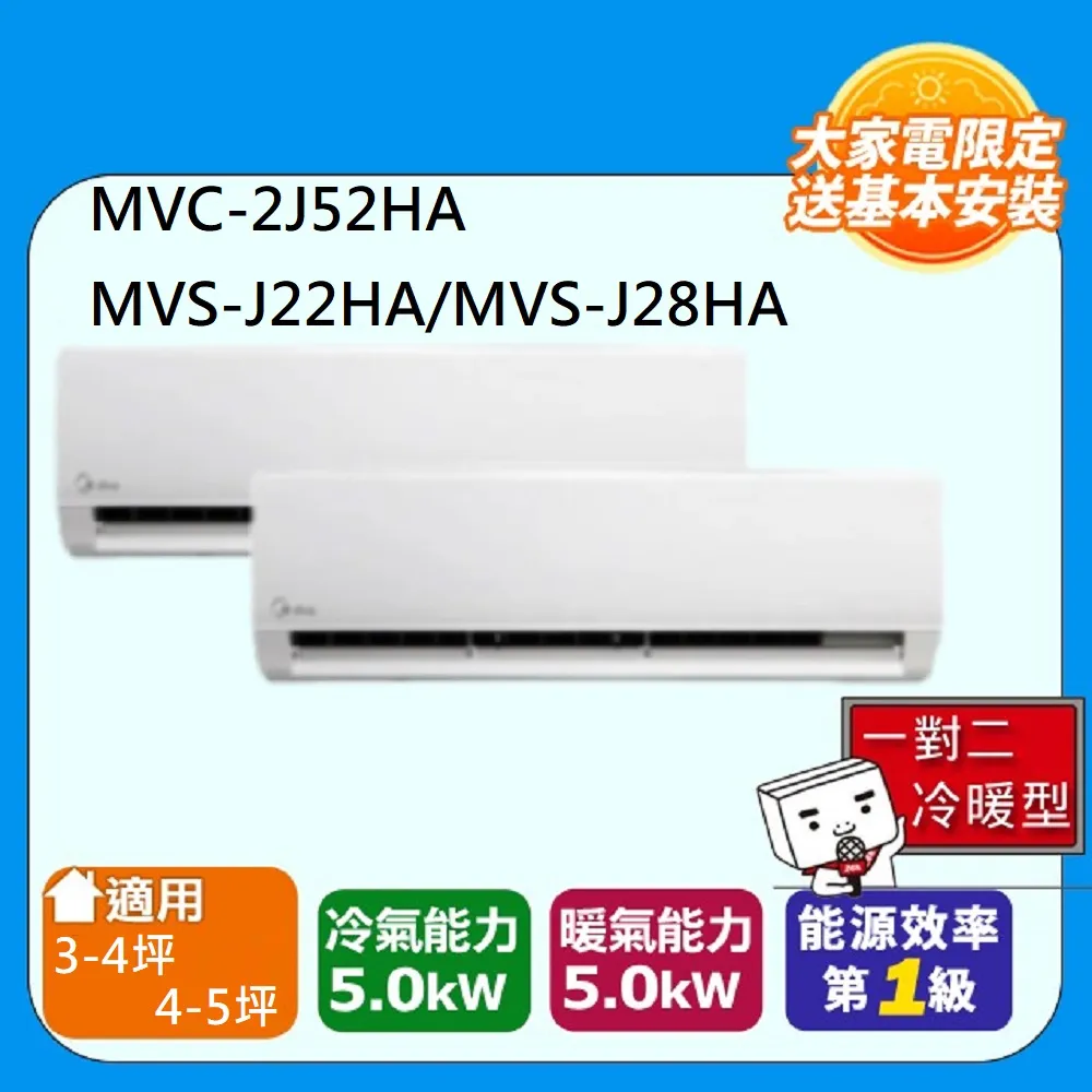 【Midea 美的】《一對三-冷暖型-R32》變頻分離式空調MVC-3J74HA/MVS-AG22HA+MVS-AG28HA+MVS-AG28HA 歷史價格詳細信息