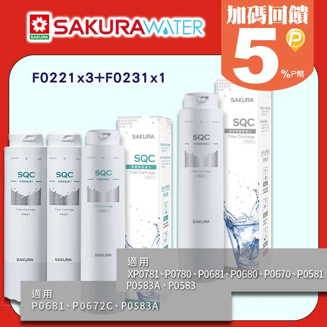 SAKURA櫻花 一年份快捷高效淨水器濾心F0271+F0231(適用P0780) 歷史價格詳細信息