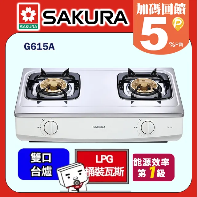 SAKURA櫻花 兩口檯面式安全瓦斯爐 G615AS(天然瓦斯)含運送 歷史價格詳細信息