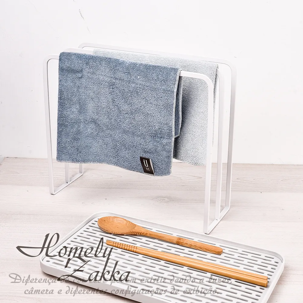 【Homely Zakka】日式簡約鐵藝三格抹布架/毛巾架/瀝水架/收納架_白色 歷史價格詳細信息