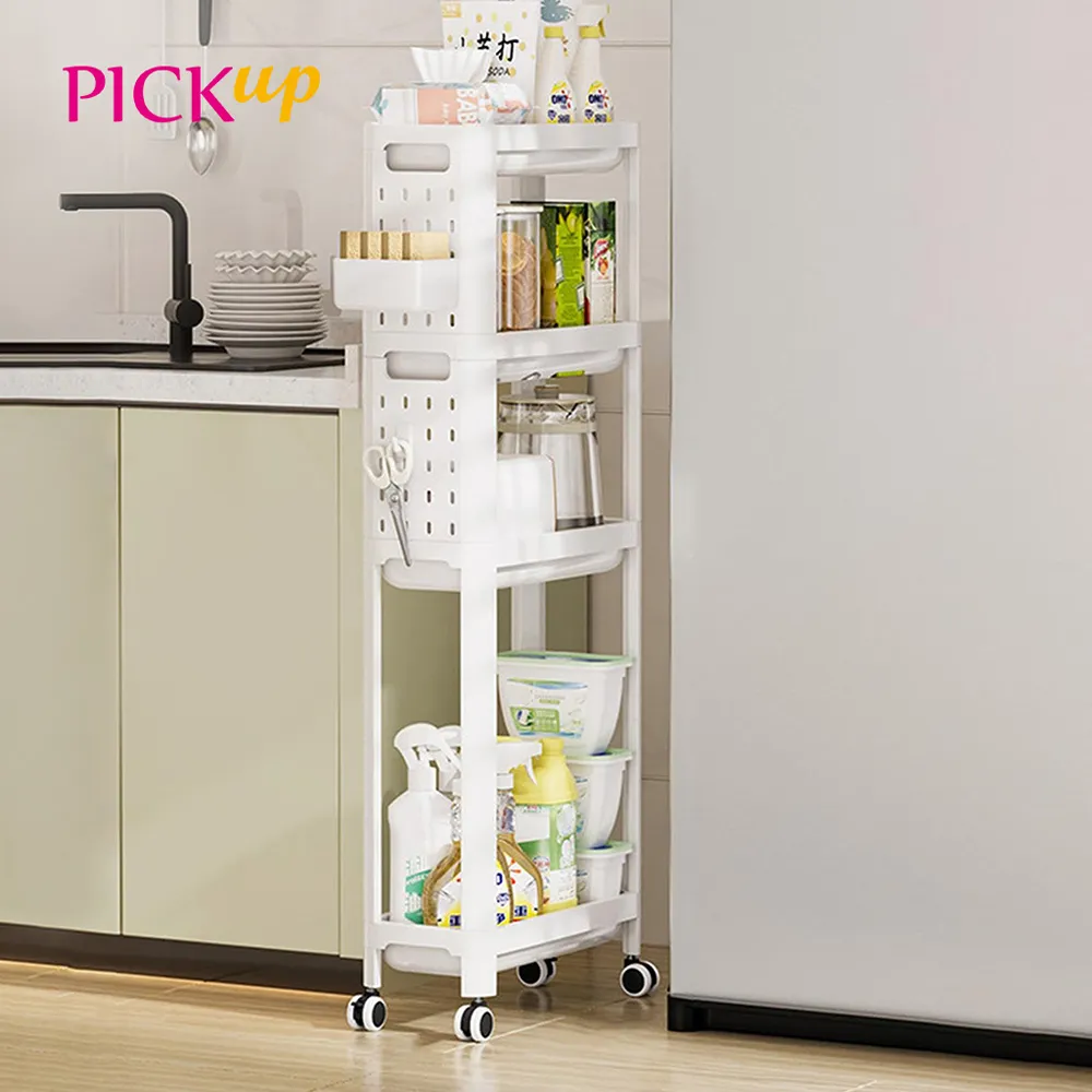 【PICKup】25面寬吉納雙層隙縫置物架附輪(附掛籃&掛鉤) 歷史價格詳細信息