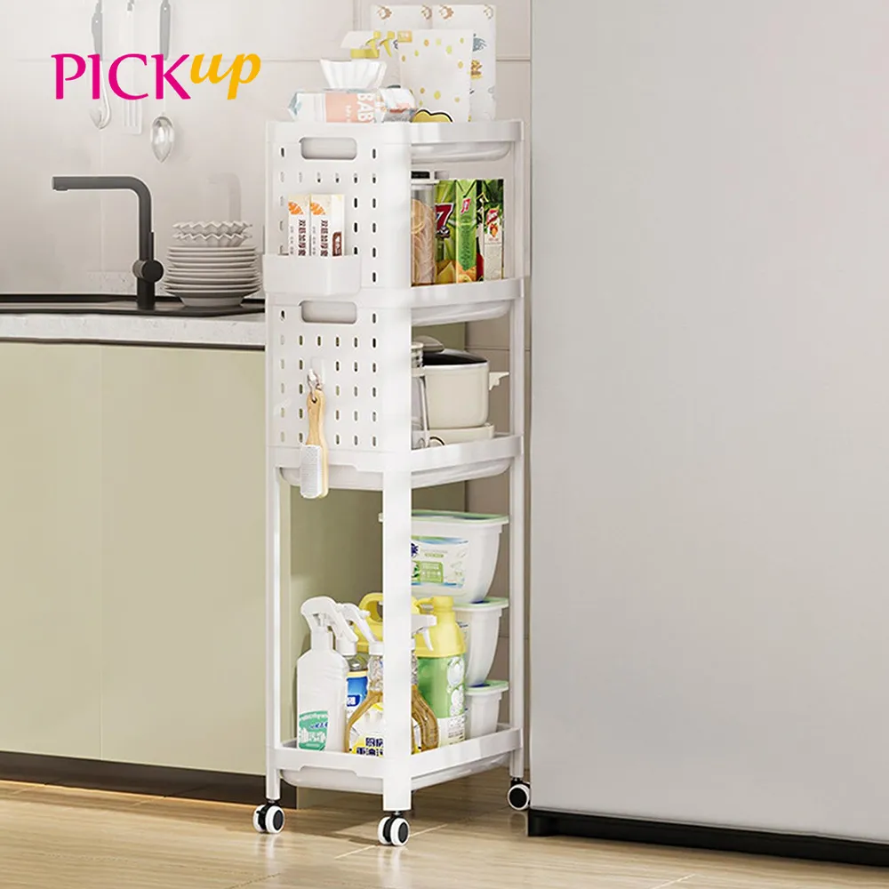 【PICKup】25面寬吉納雙層隙縫置物架附輪(附掛籃&掛鉤) 歷史價格詳細信息