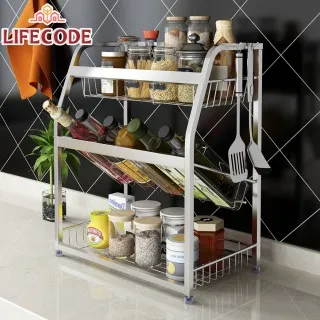 LIFECODE《收納王》304不鏽鋼三層方管碗碟架附筷子籠+砧板架 歷史價格詳細信息