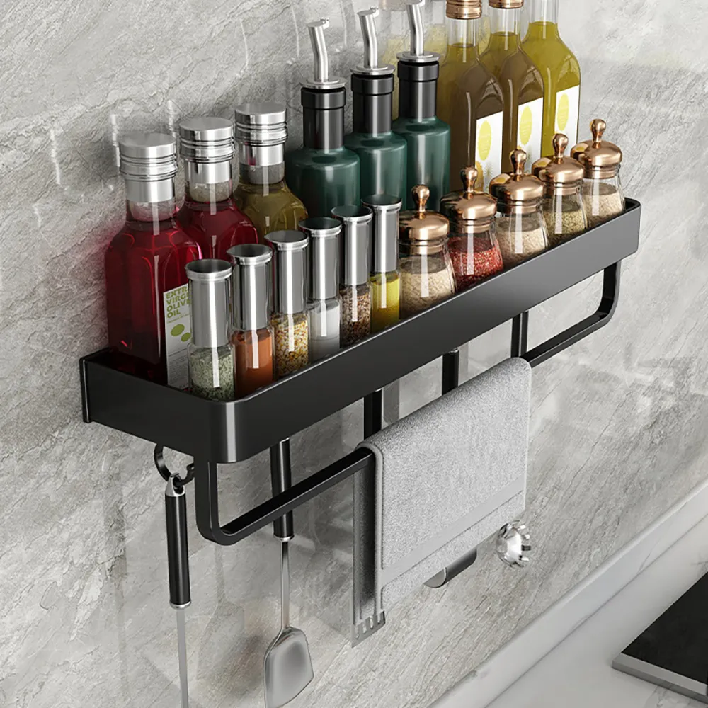 【Elyse 收納】免打孔 太空鋁廚房多功能調味料 餐具架 刀具掛架收納架60cm 歷史價格詳細信息