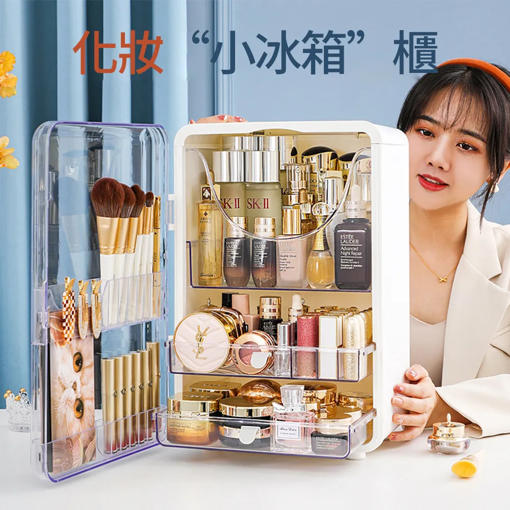 抽屜式化妝品香水復古收納盒zakka桌面梳妝臺木質面膜口紅置物架 歷史價格詳細信息