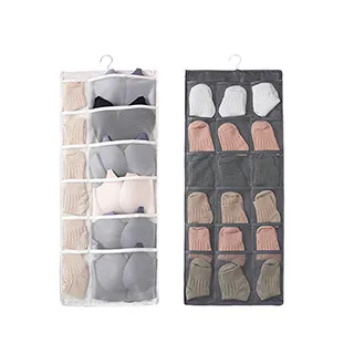 雙面內衣褲收納掛袋日式棉麻懸掛家用衣柜收納神器門后掛壁儲物袋~不含運費 歷史價格詳細信息