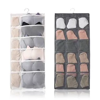雙面內衣褲收納掛袋日式棉麻懸掛家用衣柜收納神器門后掛壁儲物袋~不含運費 歷史價格詳細信息
