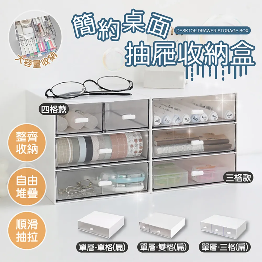桌面抽屜收納盒【單格款 - 冰川藍】(自由組裝/防塵防水/疊加設計) 歷史價格詳細信息