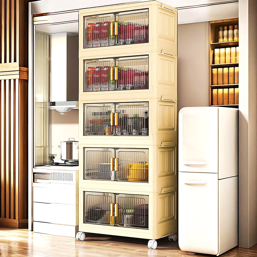 【Mr.box】80面寬摺疊雙開門三層收納櫃-附滑輪 歷史價格詳細信息