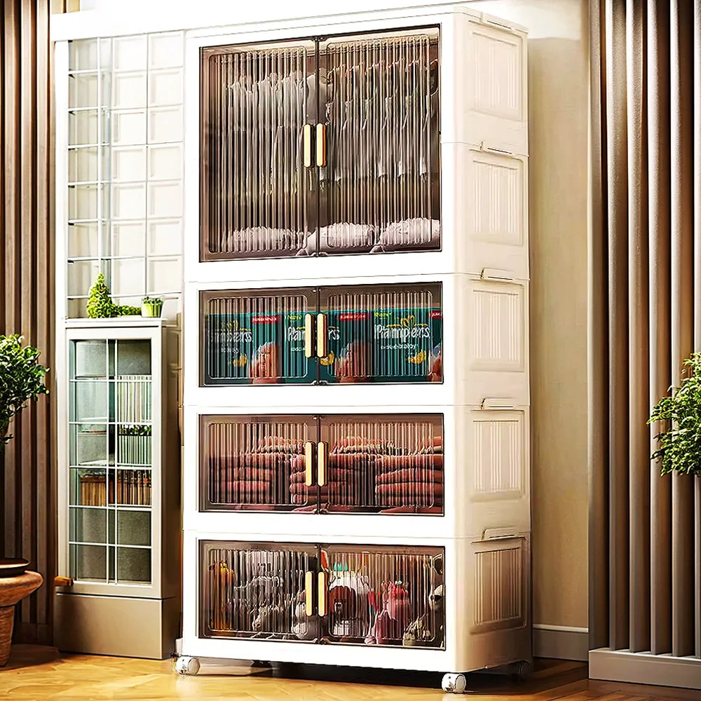 【Mr.Box】70面寬摺疊雙開門三層收納櫃(附滑輪) 歷史價格詳細信息