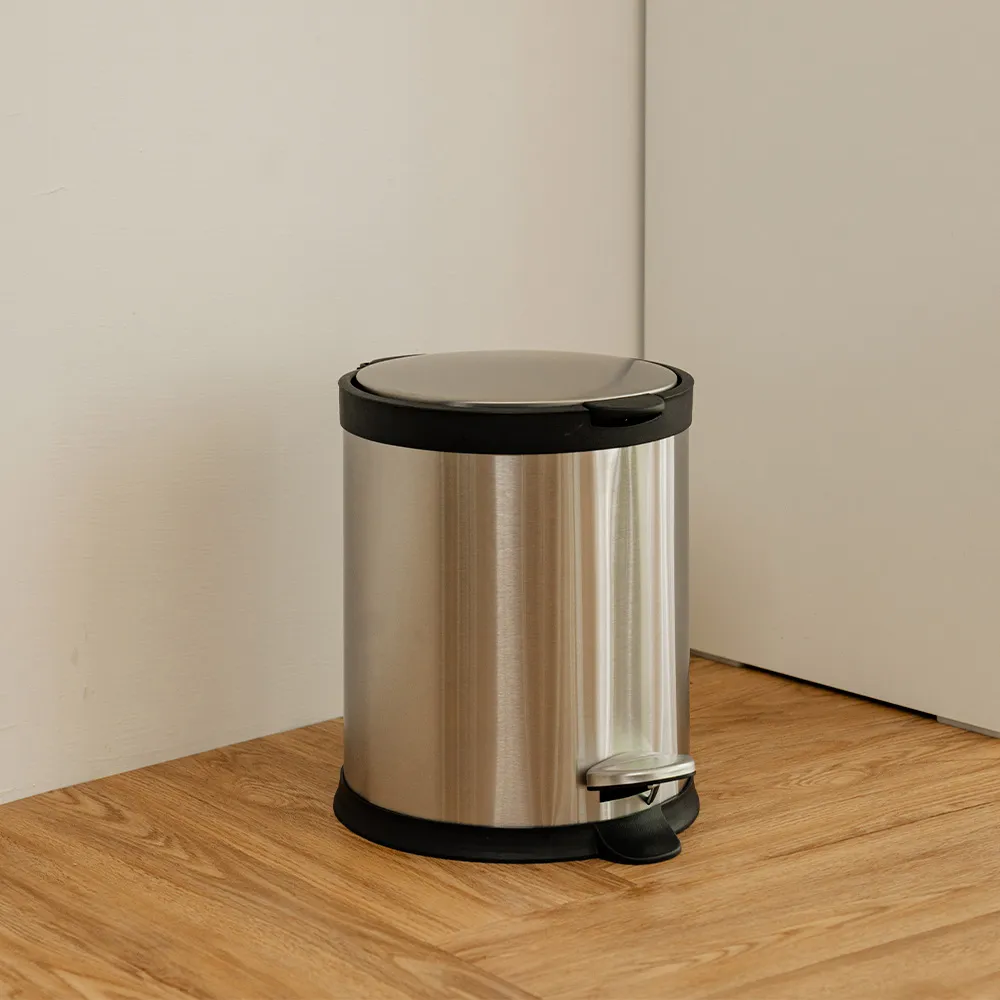 【ikloo】不銹鋼靜音腳踏式垃圾桶12L  腳踏式 緩衝蓋 獨立內桶 圓形垃圾桶 歷史價格詳細信息