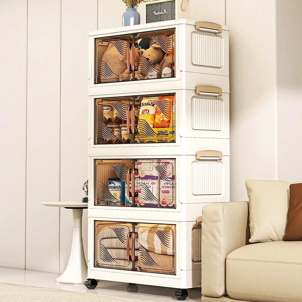 【Mr.box】40面寬摺疊雙開門四層收納櫃-附滑輪 歷史價格詳細信息