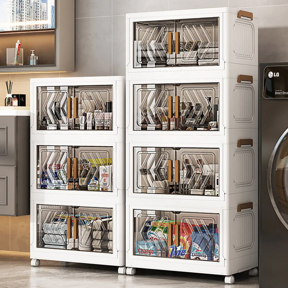 【Mr.box】40面寬摺疊雙開門四層收納櫃-附滑輪 價格比較,價格查詢,歷史價格詳細信息