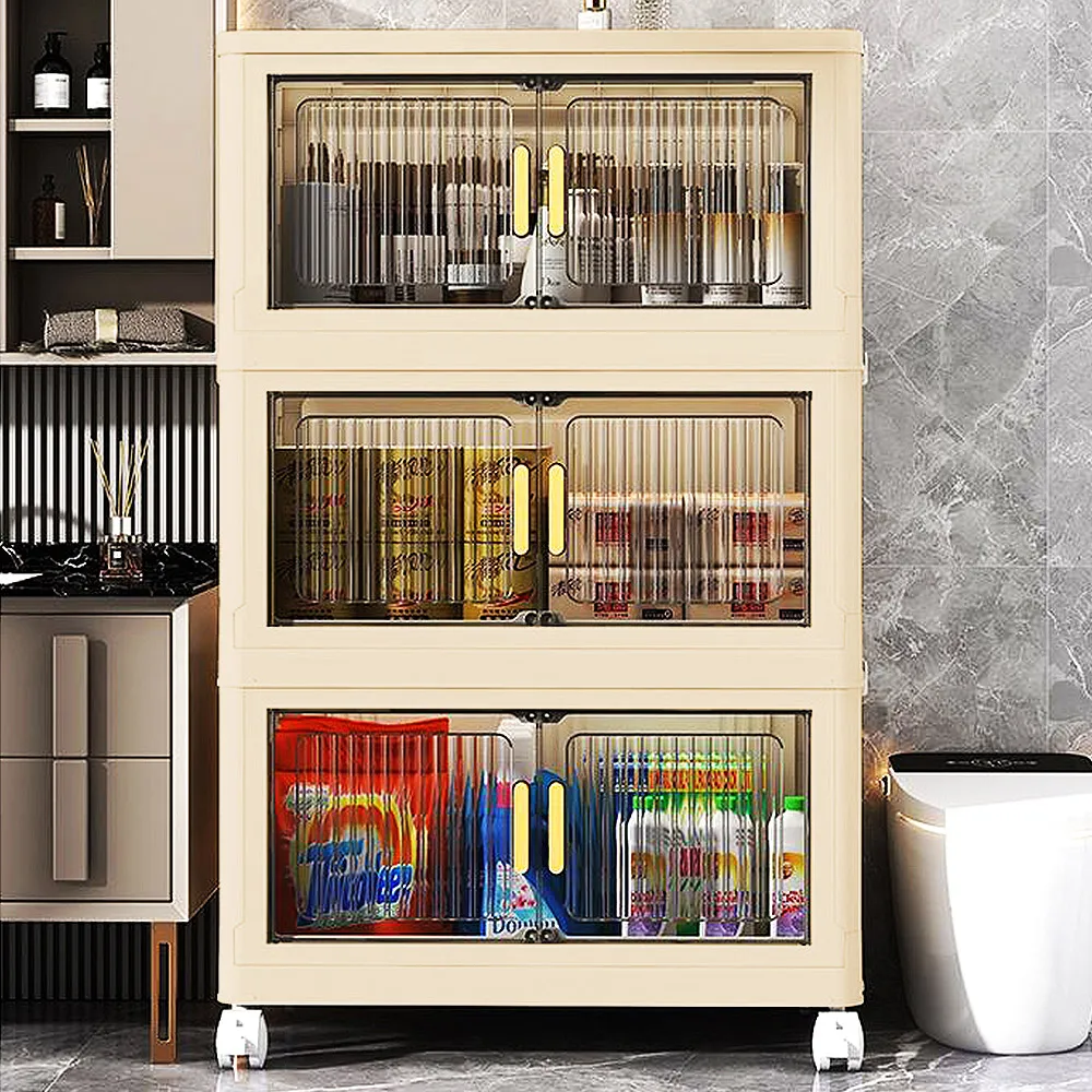 【Mr.Box】70面寬摺疊雙開門三層收納櫃(附滑輪) 歷史價格詳細信息