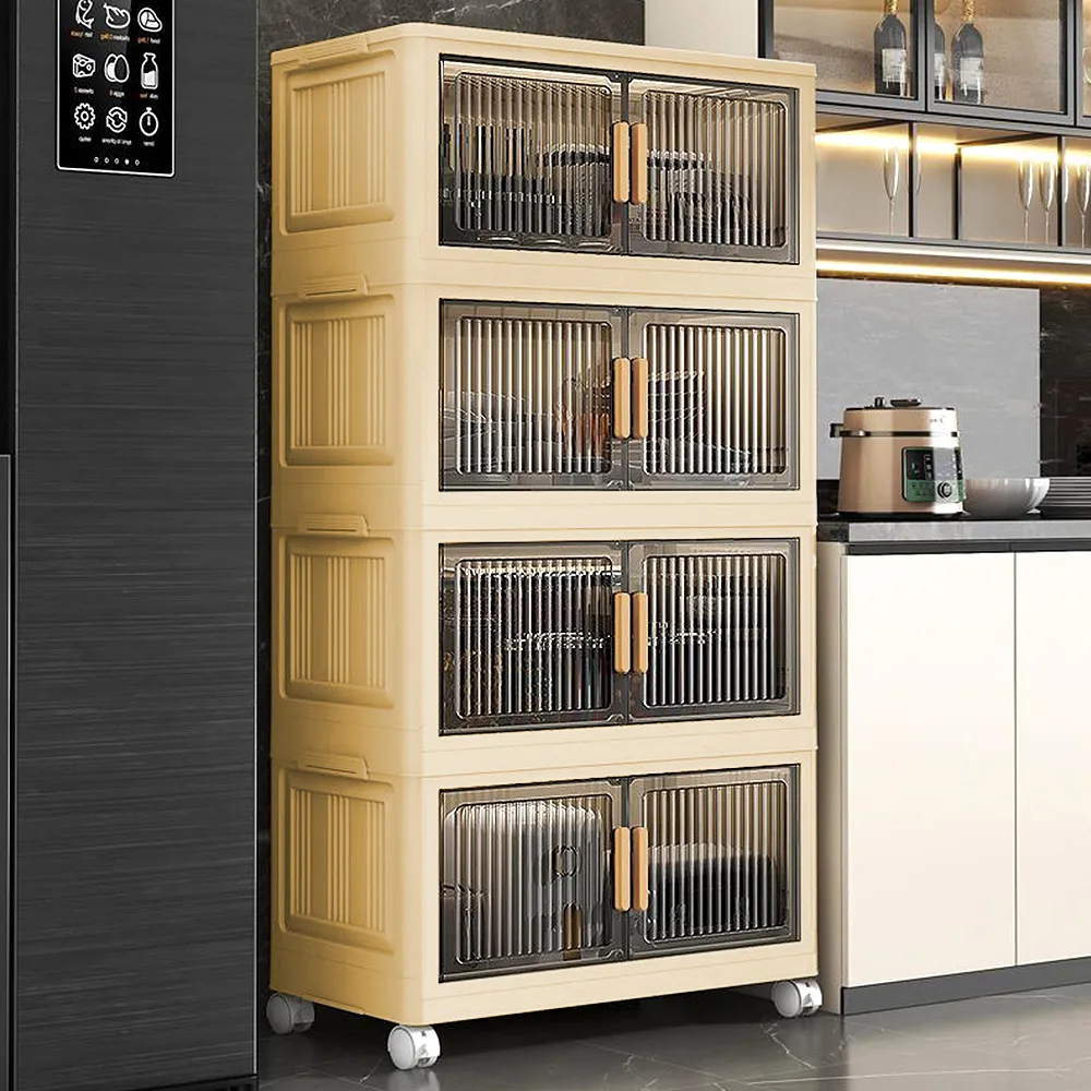 【Mr.box】80面寬摺疊雙開門三層收納櫃-附滑輪 歷史價格詳細信息