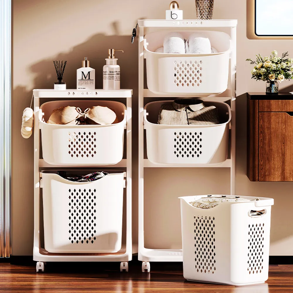 【Mr.Box】掛勾款3層分類髒衣籃洗衣收納籃(附輪) 歷史價格詳細信息