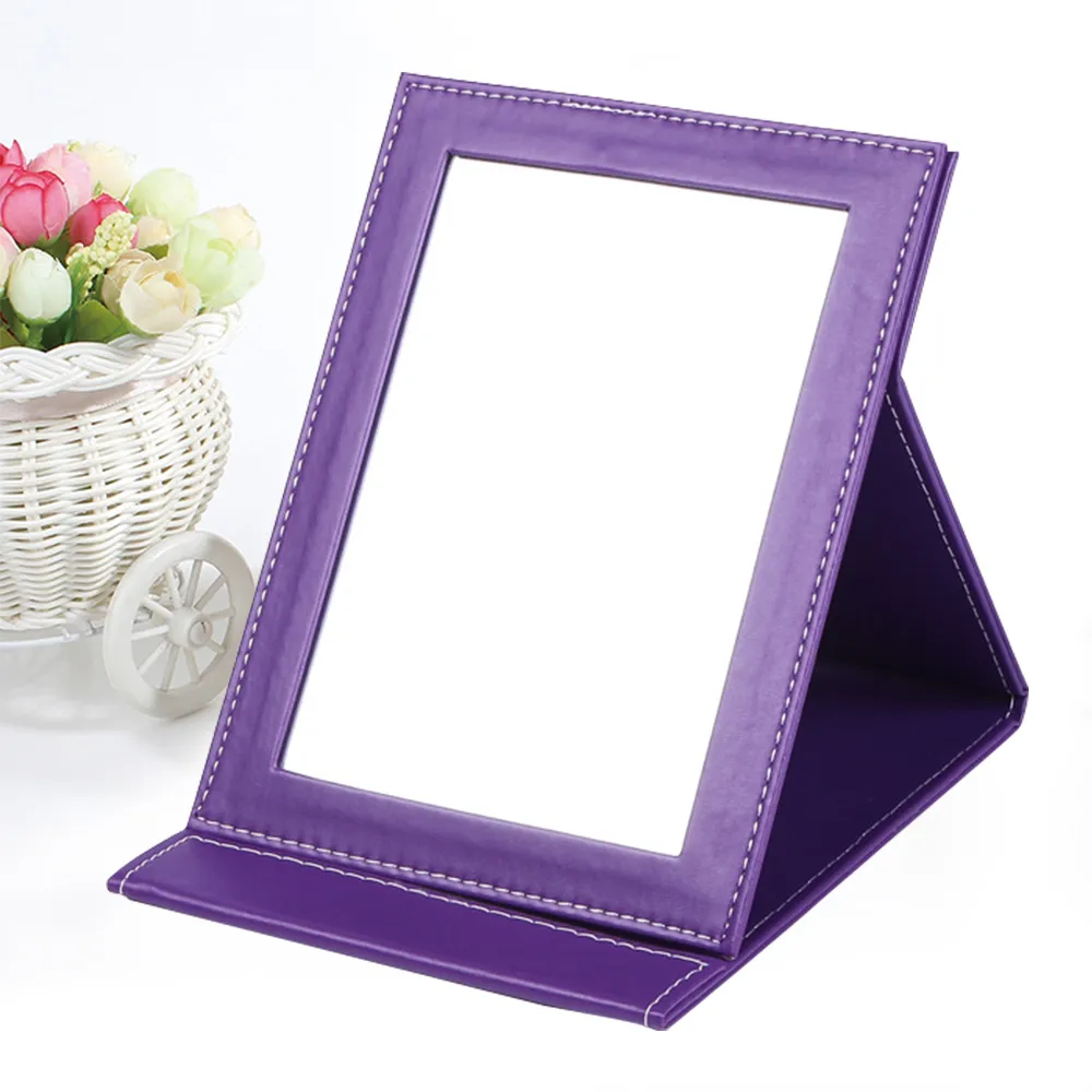 【幸福揚邑】時尚皮革質感隨身超大摺疊彩妝美妝化妝鏡/桌鏡(珍珠甜蜜粉色) 歷史價格詳細信息