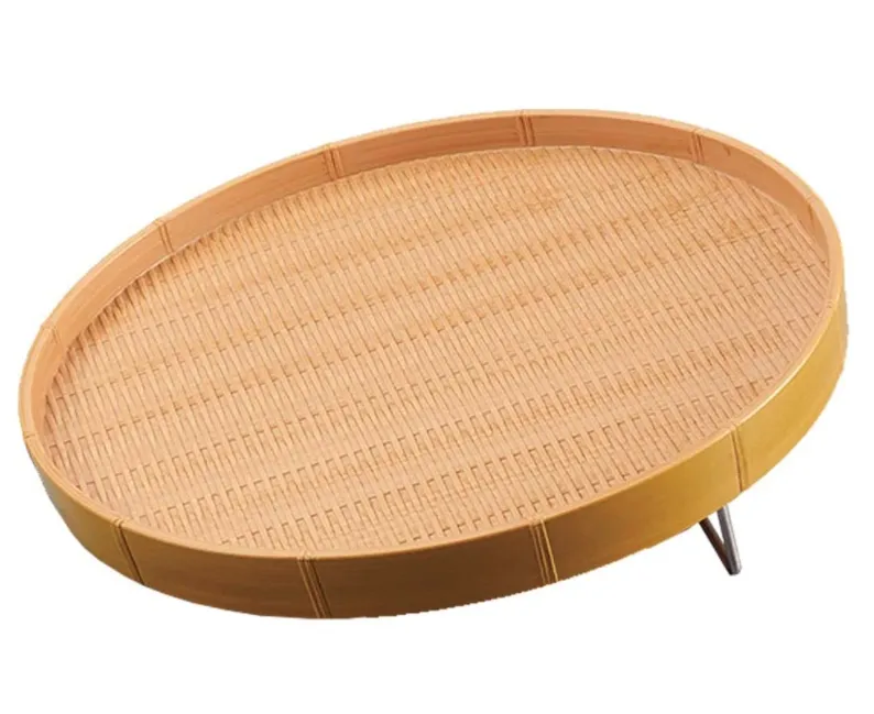 KAWAJUN(BF589)樹脂托盤仿竹編圓形可立斜度30淺茶 歷史價格詳細信息