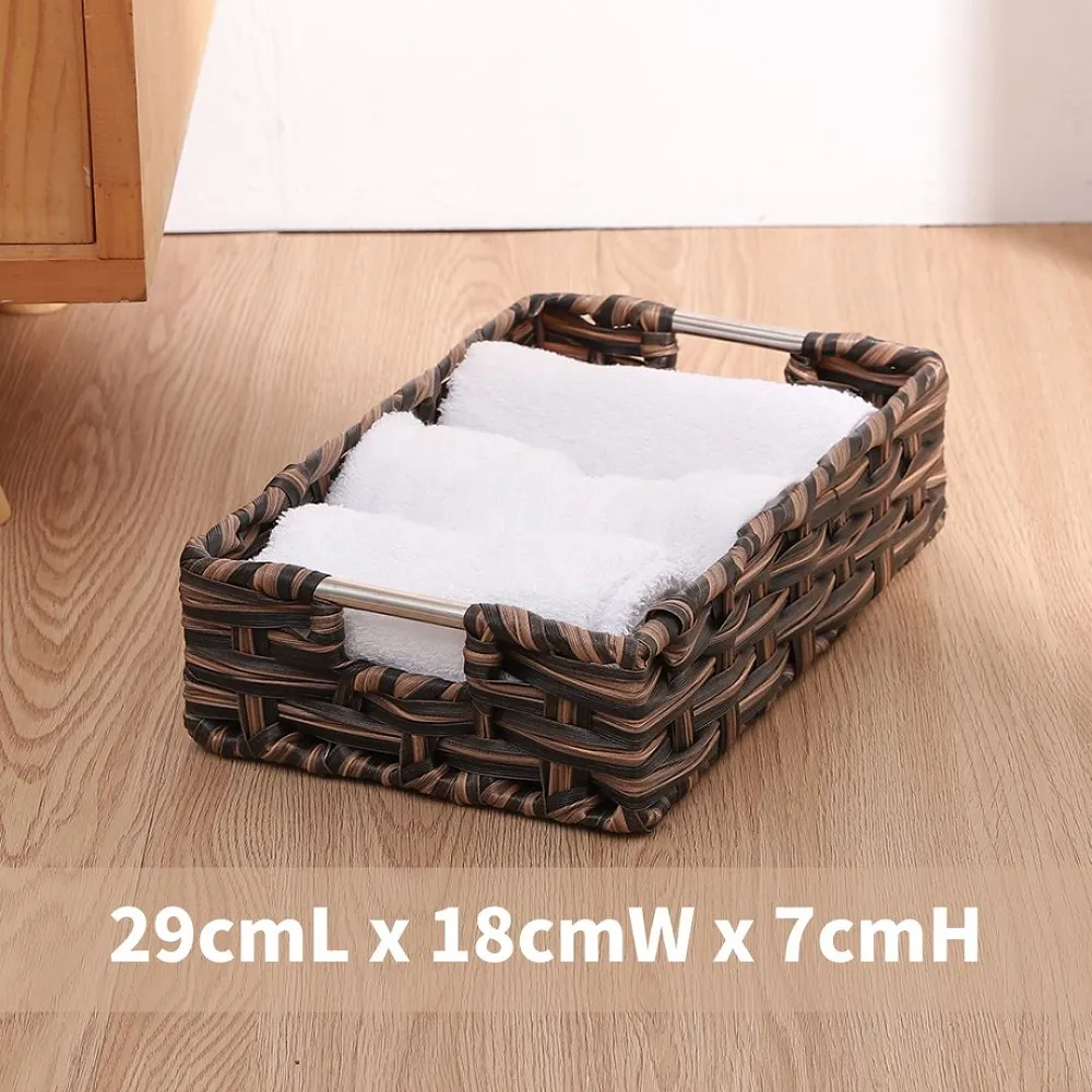 家居生活藤編收納籃零食玩具帶蓋收納箱化妝品收納盒桌面手機鑰匙收納筐框 小琦琦の店 歷史價格詳細信息