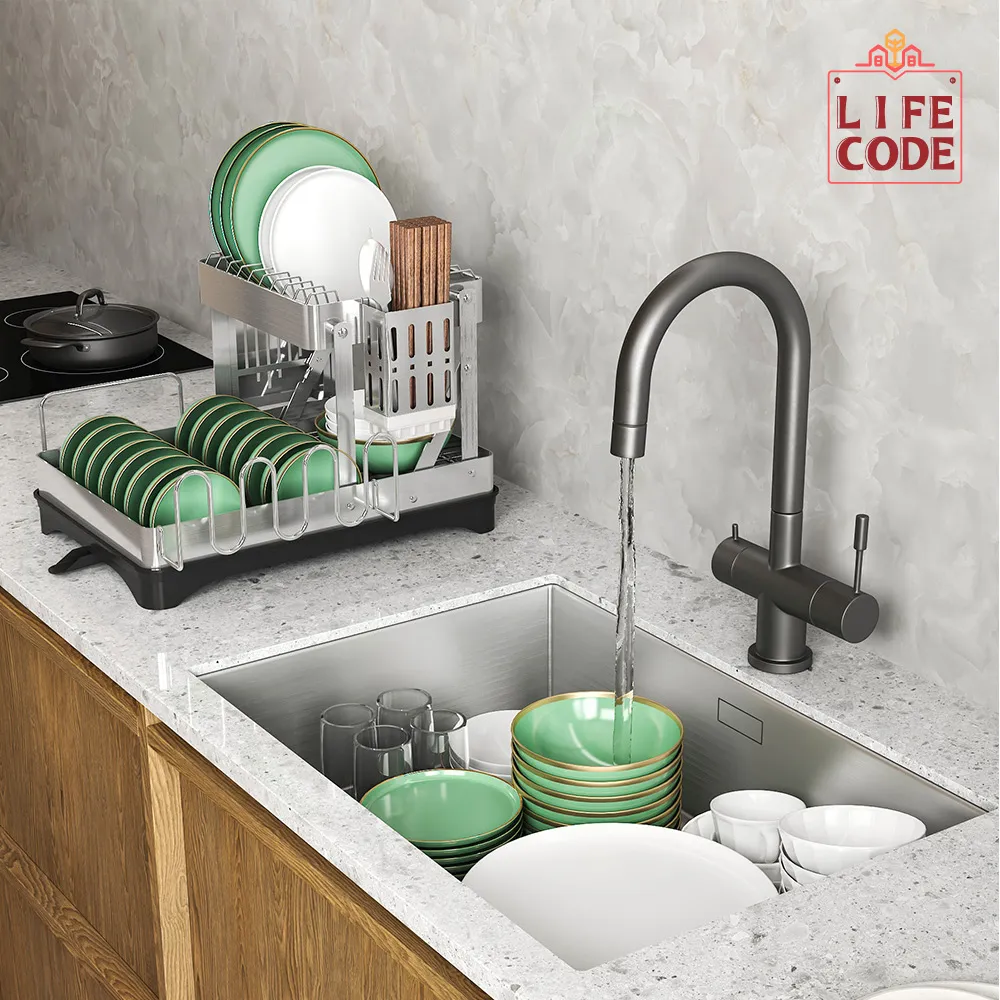 LIFECODE《收納王》304不鏽鋼折疊碗碟架全套組(附筷子籠+砧板架+刀架) 歷史價格詳細信息