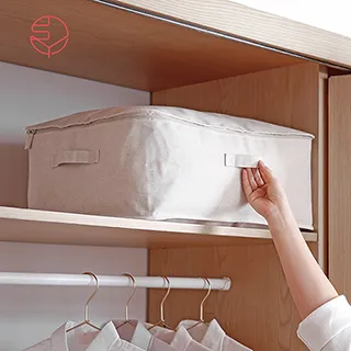 【日本霜山】棉麻布可折疊衣物收納箱(附透窗)-60L-3入 歷史價格詳細信息