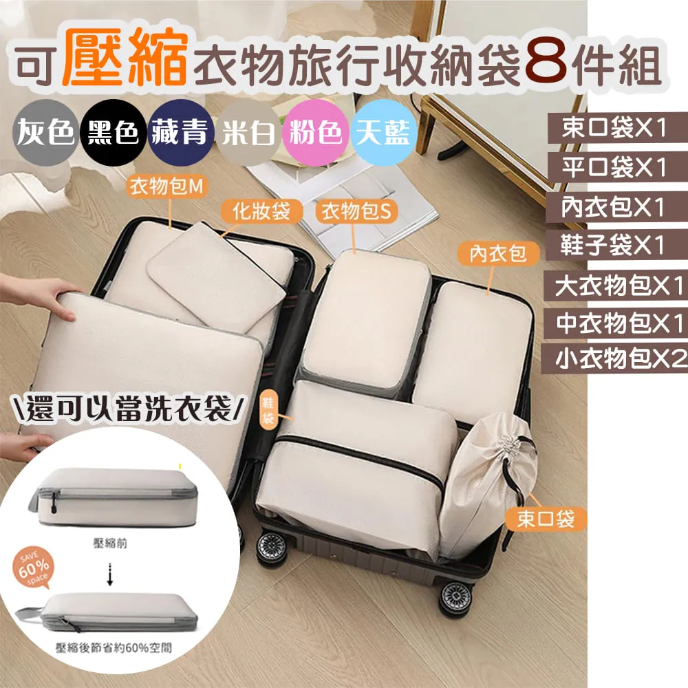 旅行收納袋 8件組【1組】(防水防潮/摺疊便攜) 分裝袋 梳洗收納包 衣物收納袋 歷史價格詳細信息