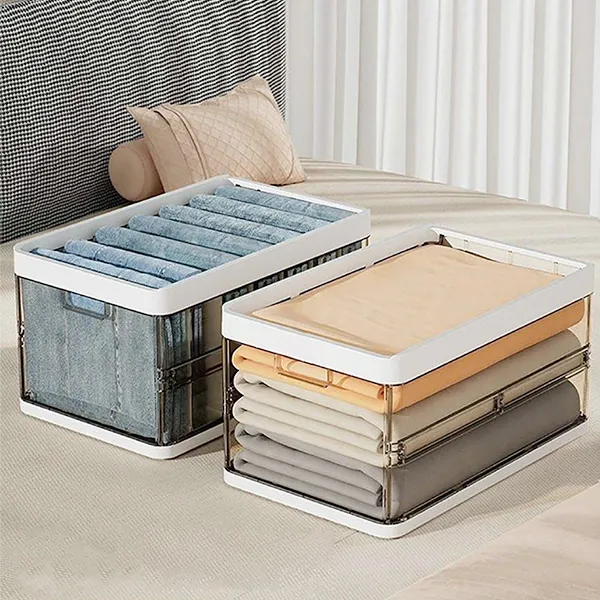 可折疊衣物收納盒(小)(灰直紋)[大買家] 歷史價格詳細信息