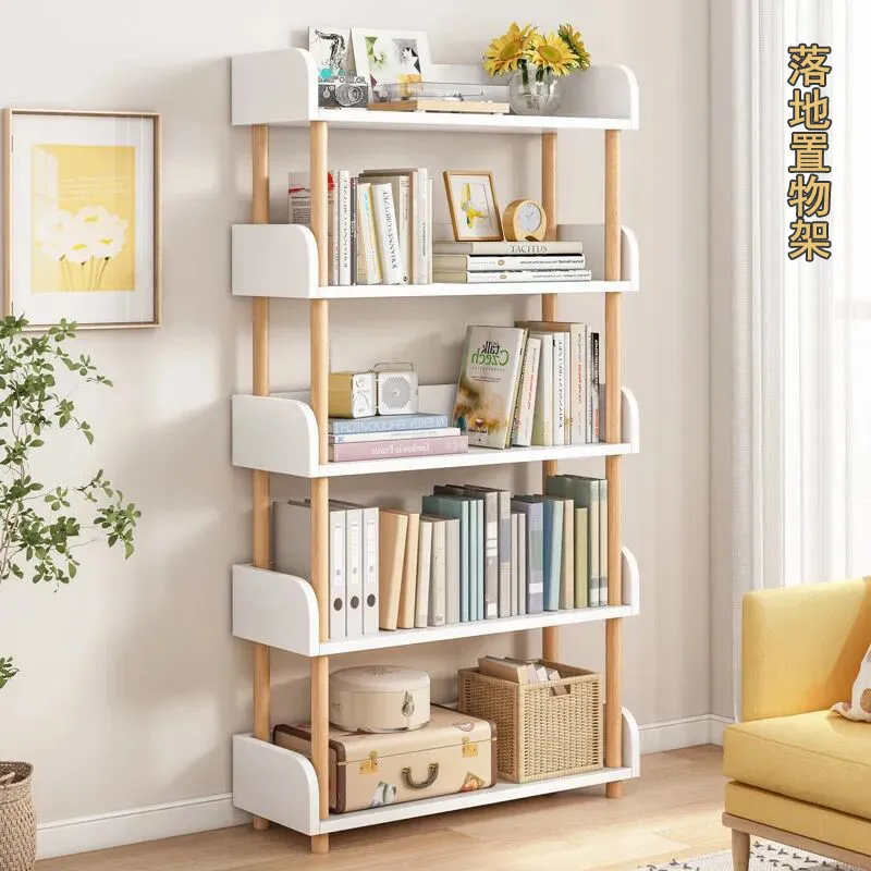 實木置物架子簡易客廳書架臥室房間收納儲物架浴室木隔板落地歸學 歷史價格詳細信息