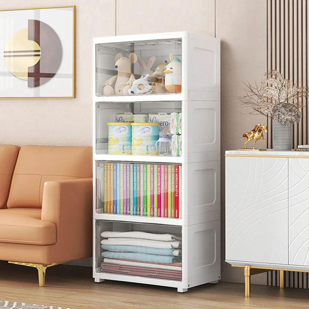 【AOTTO】55面寬奶油風雙開磁吸五層折疊收納櫃(兩色可選) 歷史價格詳細信息