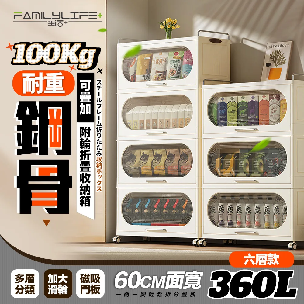 【FL 生活+】超耐重120公升鋼骨雙層可疊加附輪折疊收納箱(收納櫃/鋼骨/超耐重100KG/磁吸門板/YG-218) 歷史價格詳細信息