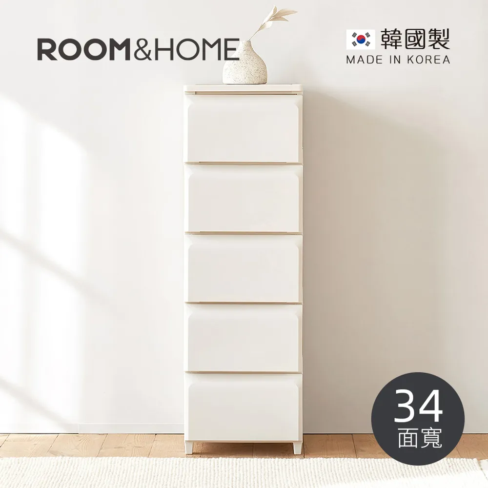 【韓國ROOM&HOME】韓國製34面寬五層抽屜收納櫃(木質天板)-DIY-多色可選 歷史價格詳細信息