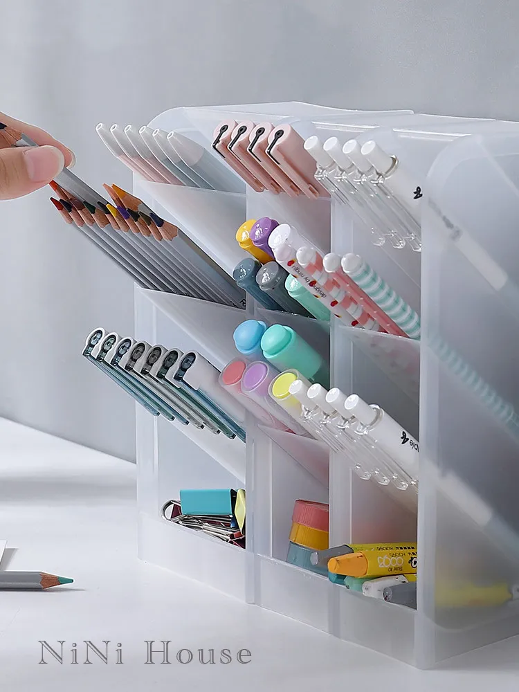 式透明磨砂多層桌面收納盒整理辦公抽屜式口紅化妝分類置物儲物盒無印【UP0021】 歷史價格詳細信息