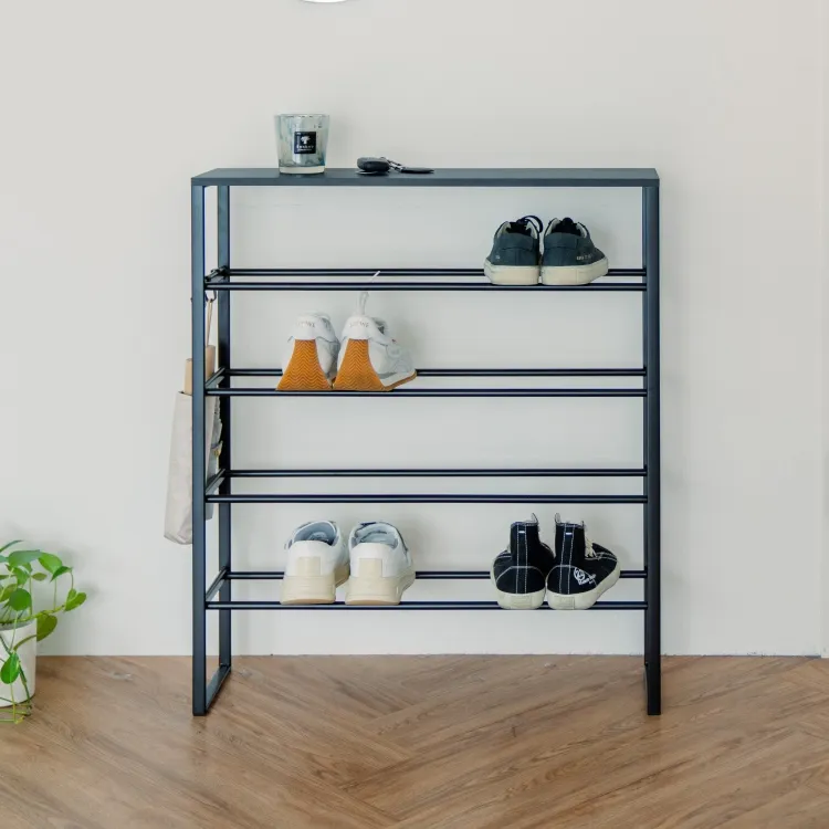 【Sim’n Coz】質感黑色系四層鞋架/置物架 (附掛鈎) 歷史價格詳細信息