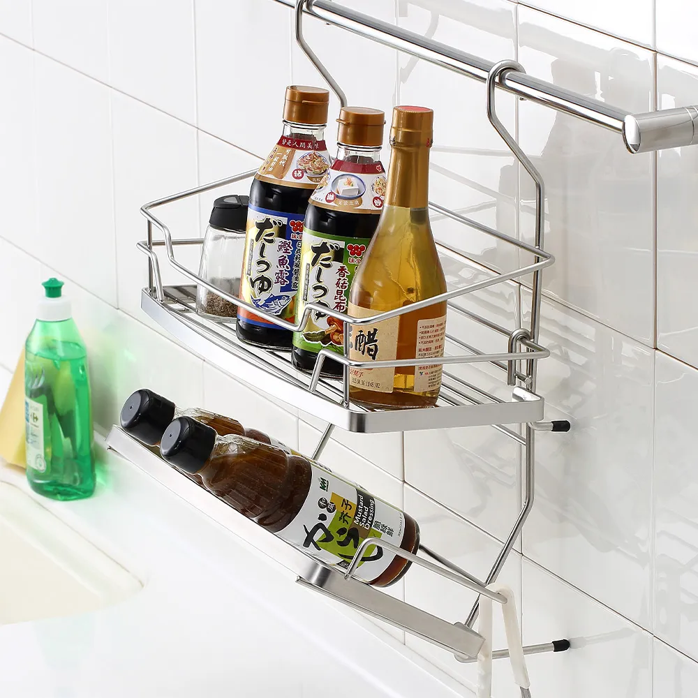 【生活采家】台灣製SUS304掛式雙層斜取調味置物架#27189T 歷史價格詳細信息