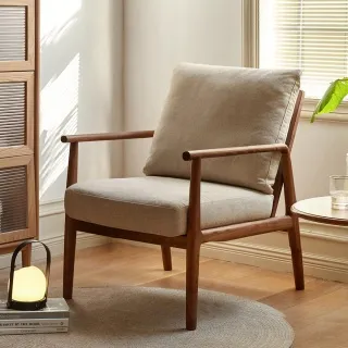 源氏木語簡約現代黑胡桃木沙發單椅K196H01 歷史價格詳細信息